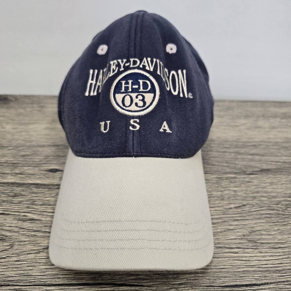 Harley-Davidson 03 USAโ Motorcycle Baseball Hat Cap Blue One Size Fits All